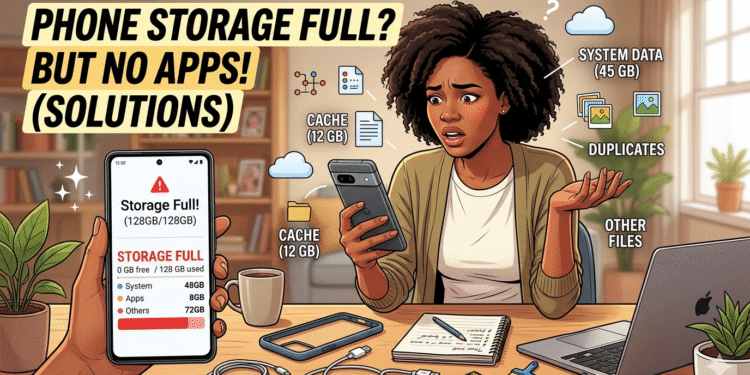 phone storage full but no apps solution