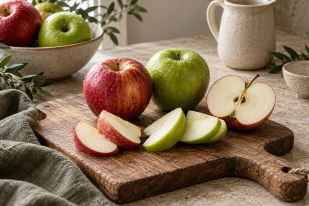 Apples arranged as an editorial food still life