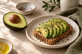 Avocado arranged as an editorial food still life