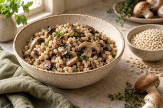 Barley arranged as an editorial food still life