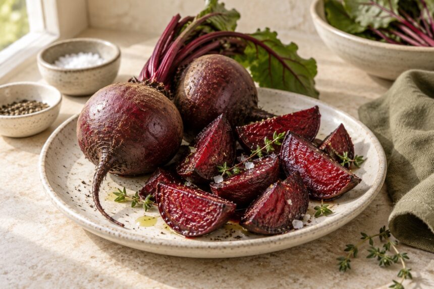 Beetroot arranged as an editorial food still life