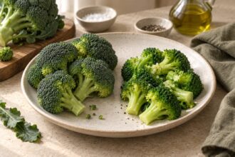 Broccoli arranged as an editorial food still life