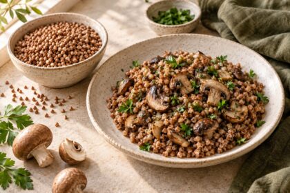 Buckwheat arranged as an editorial food still life