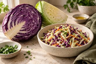 Cabbage arranged as an editorial food still life