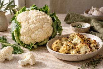 Cauliflower arranged as an editorial food still life
