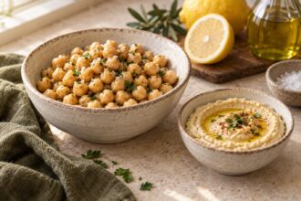Chickpeas arranged as an editorial food still life