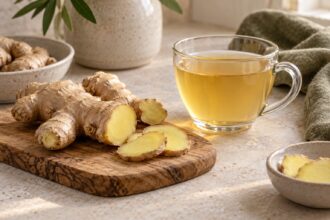 Ginger arranged as an editorial food still life