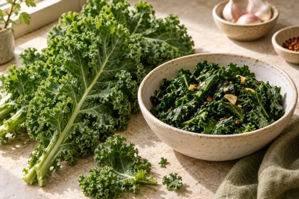 Kale arranged as an editorial food still life