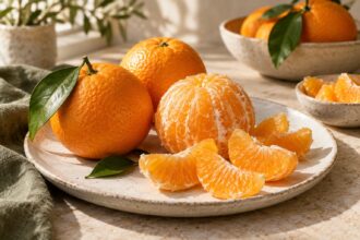 Oranges arranged as an editorial food still life