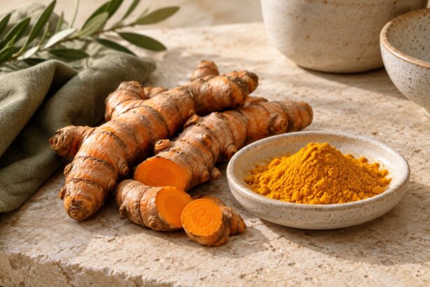Turmeric arranged as an editorial food still life